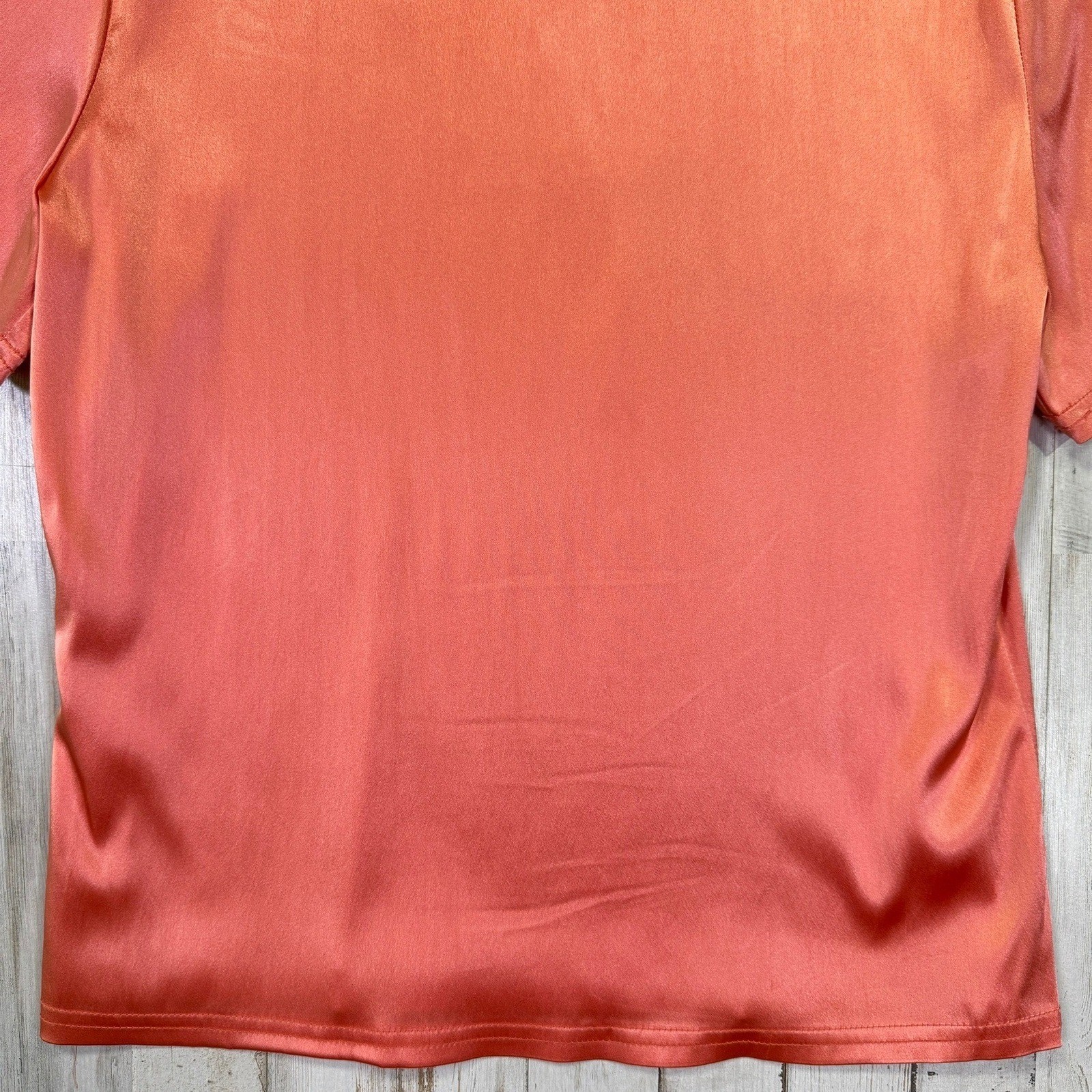 Double D Ranch Top Women Small Peach Silky Short Sleeve Western Vintage 90s