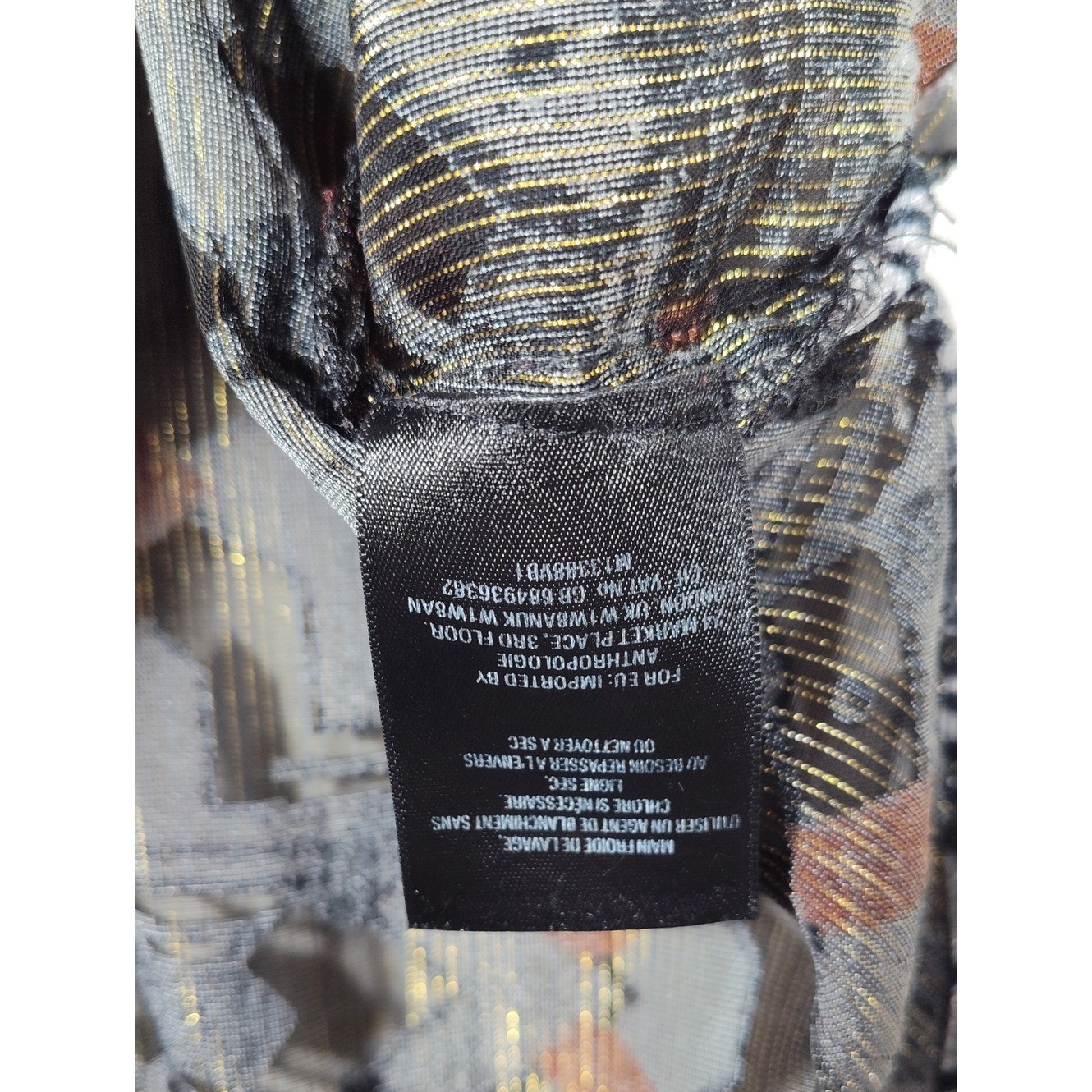 Anthropologie Meadow Rue art deco black gold velvet mixed tank blouse L