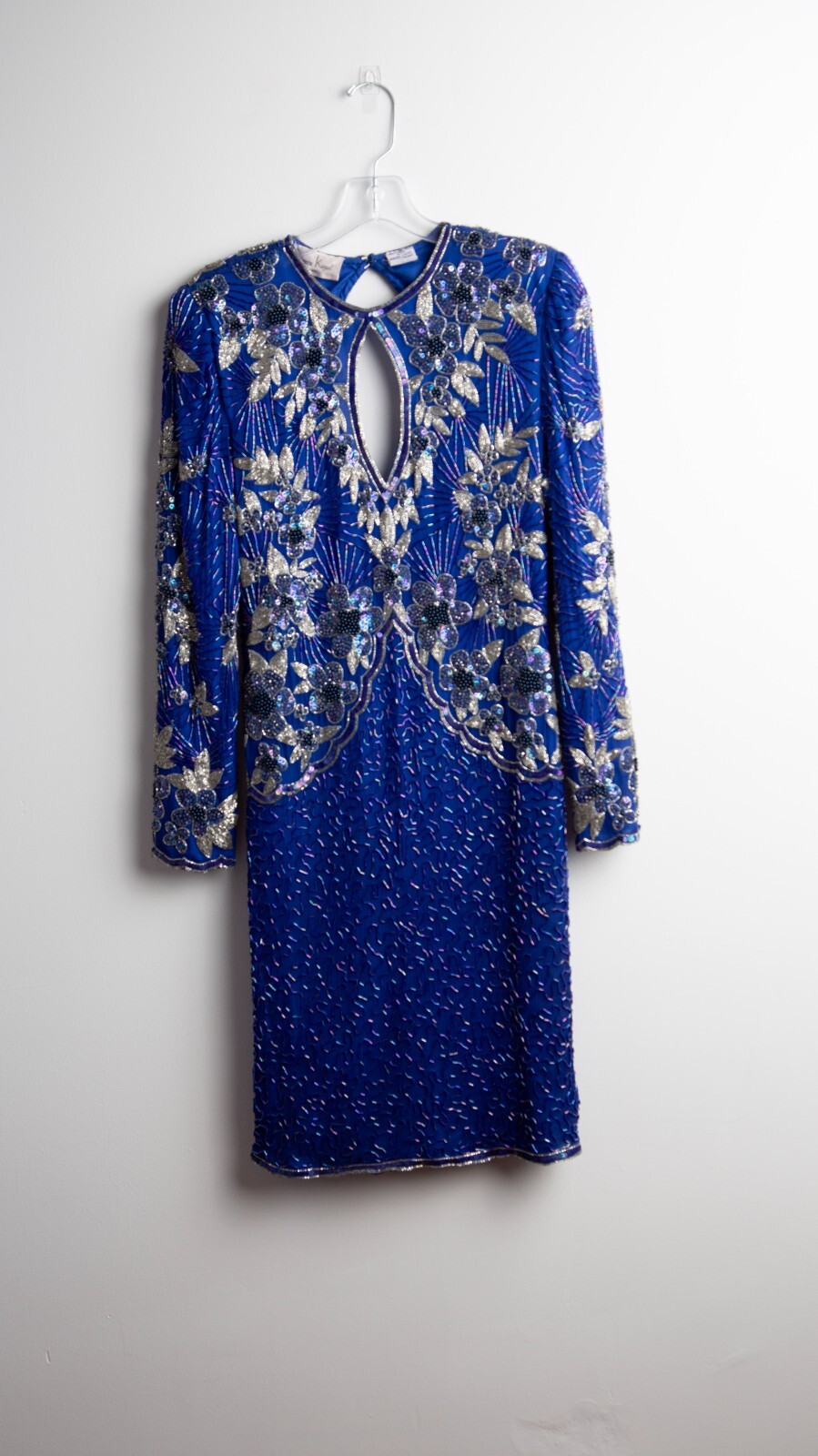 Fully Beaded Laurence Kazar Blue Evening Dress