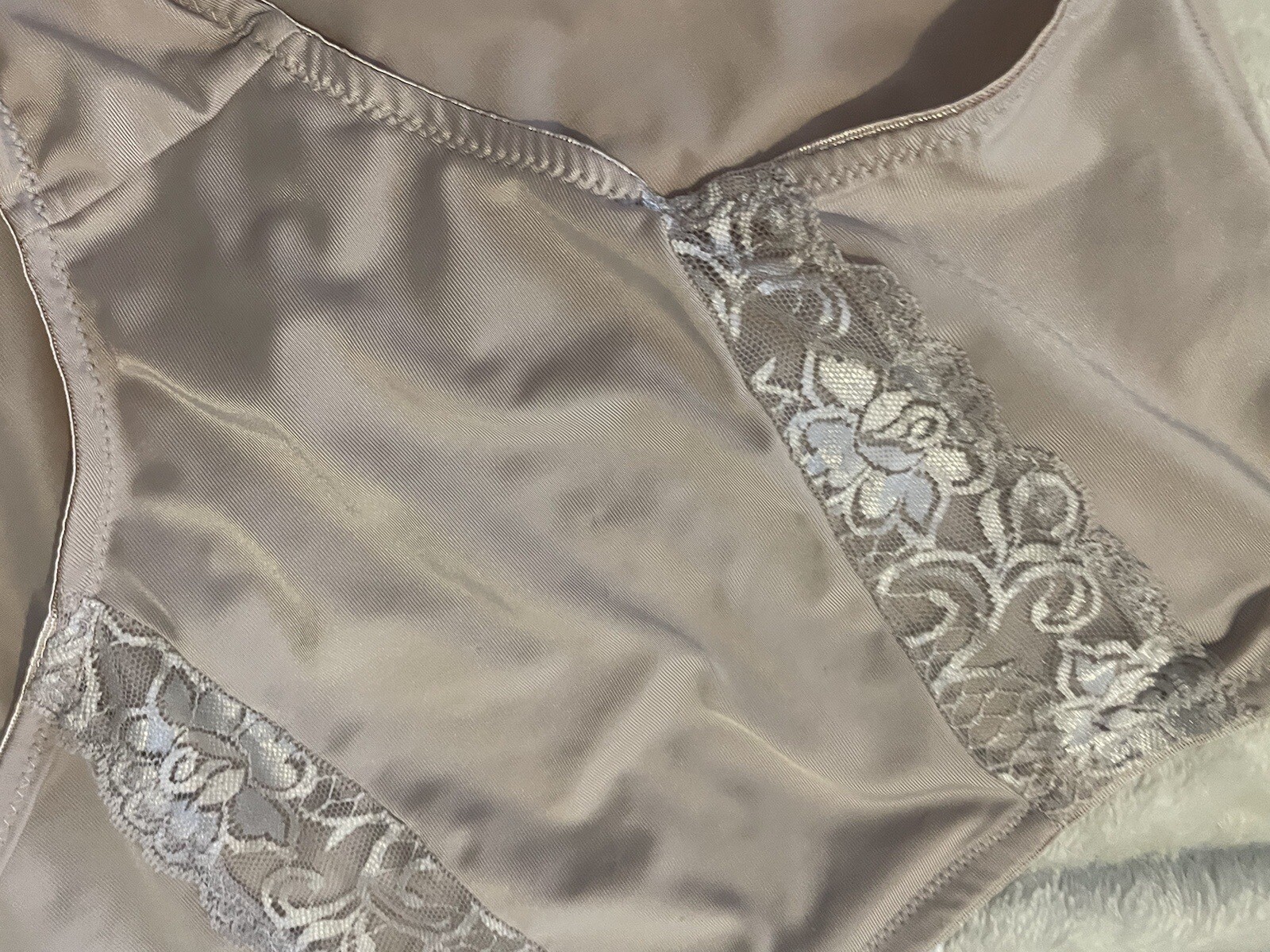 MARILYN MONROE PLUS 1X VNTAGE STRETCHY BEIGE SHAPER PANTY BRIEF~LACE TRIM~ 1X