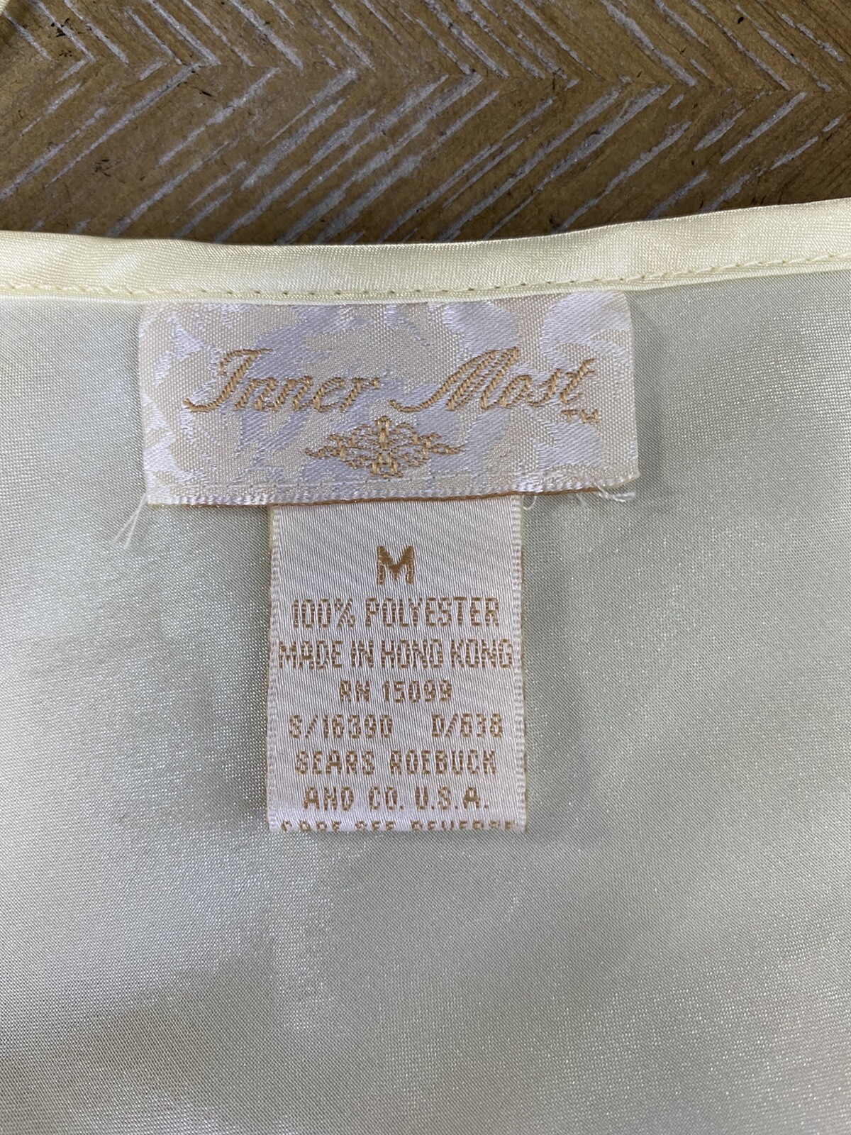 Sears INNER MOST SHINY Yellow LIQUID SATIN Nightgown Medium Butterfly Y2K 90s