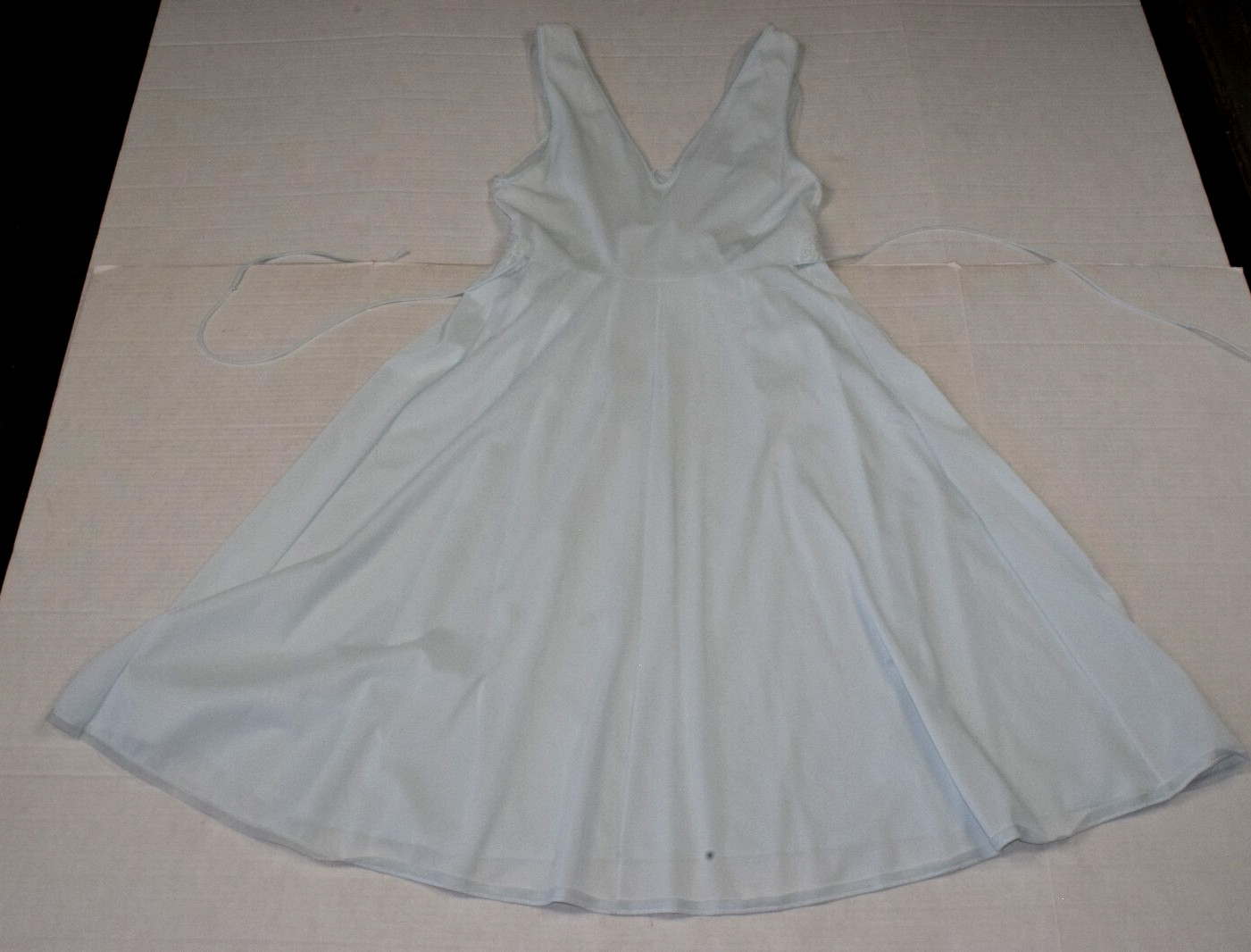 Vintage Nightgown Vanity Fair Size 34 50s Powder Blue Nylon Sheen Lace Bodice