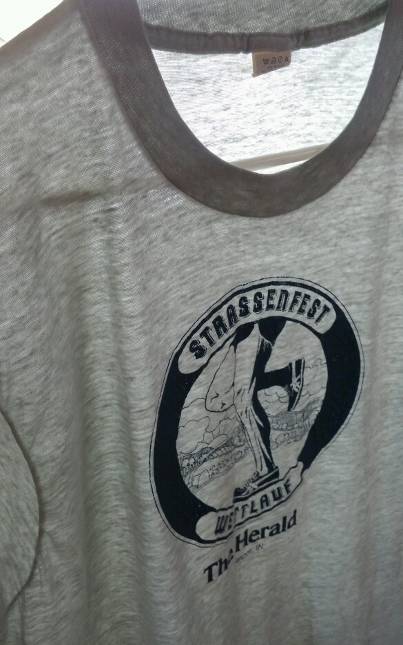 Vtg 80&rsquo;s Paper Thin Screen Stars German Running Marathon T Shirt L Hipster Track