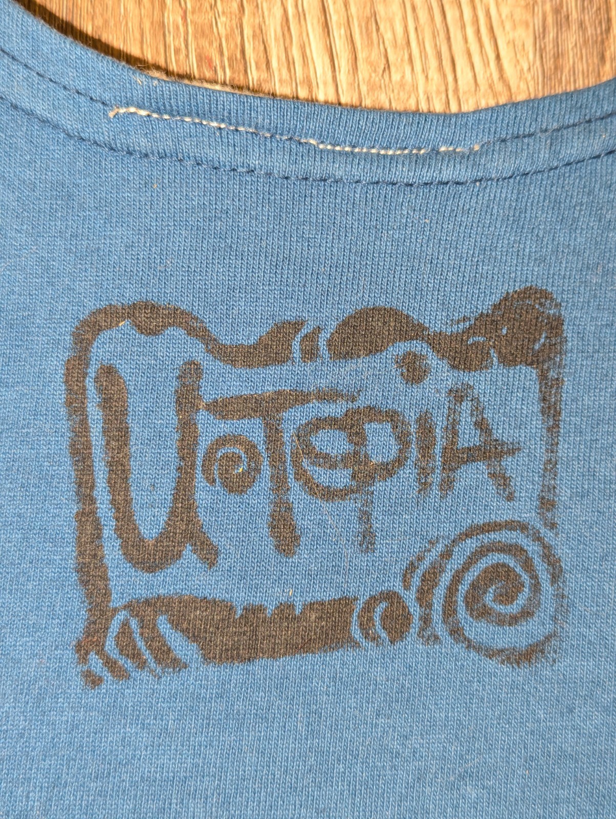 Vintage 90s UTOPIA Hand Block Printed Cotton Tank Dress L/XL Boho Art To Wear