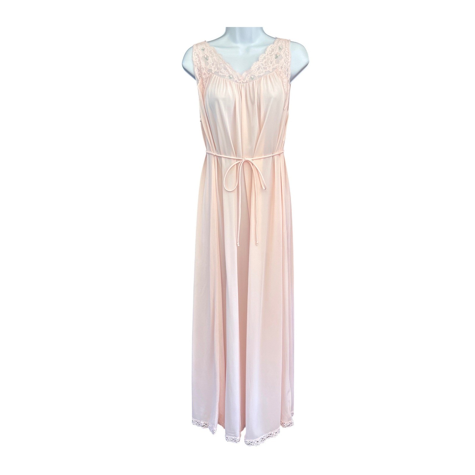 Vintage Shadowline Peignoir Set Pink Lace Coquette Romantic Sleepwear