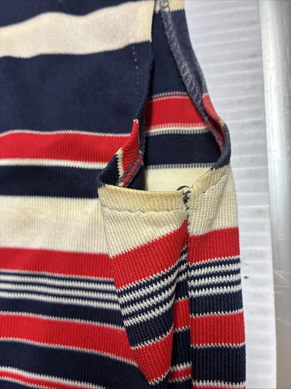 Vintage Red White and Blue Striped Sleeveless Dress Waist Size 32