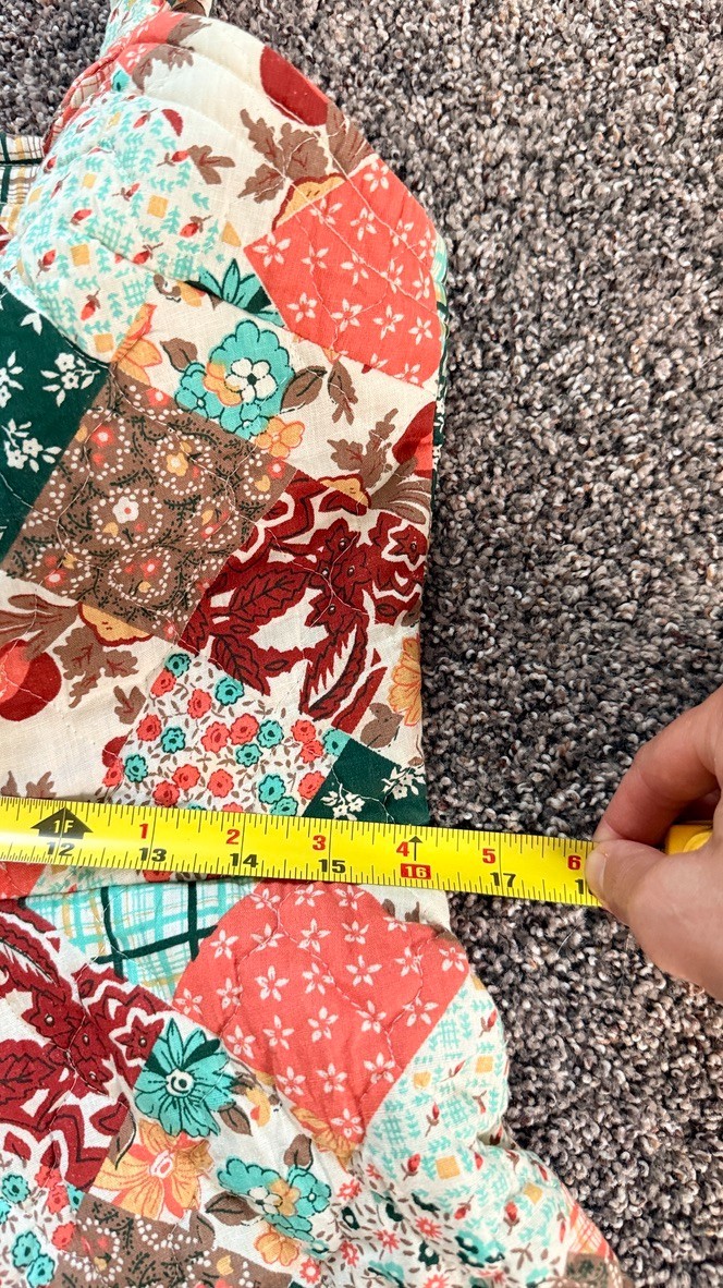 Vintage Handmade Patchwork Prairie Dress Pockets Snap Straps Cottagecore