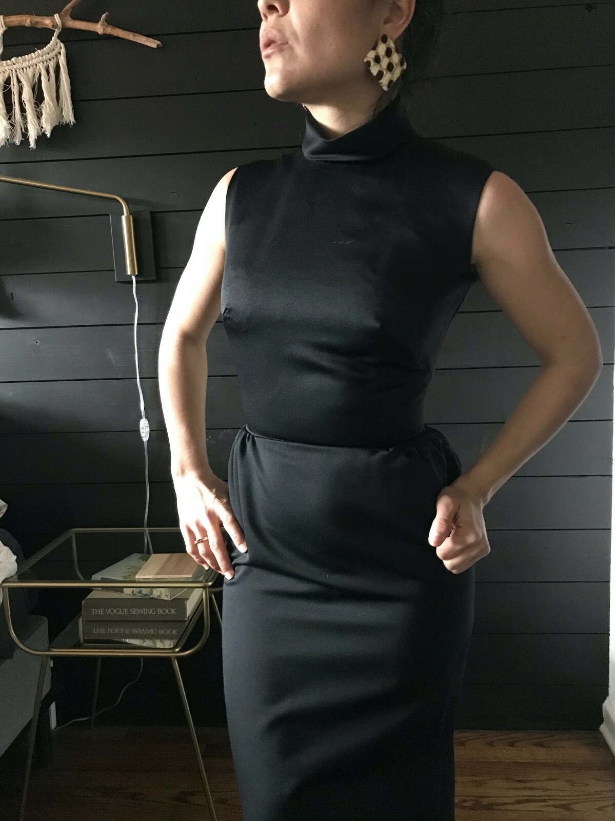 Vintage 1960s Black Sequin Jacket and Maxi Dress Set XS Evening Glam