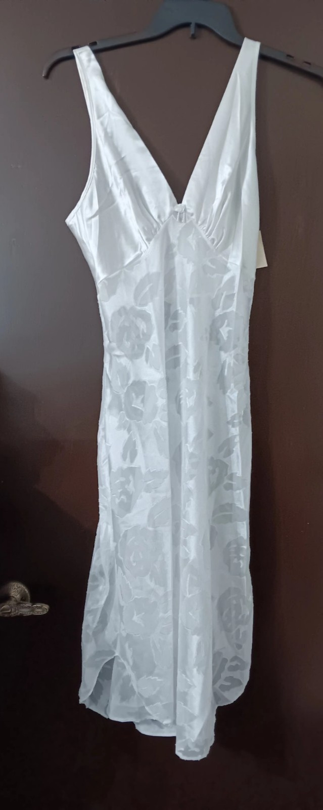VTG NWT M Lucie Ann ll White Bridal Babydoll Burntout Leaf Nightgown Slip Dress