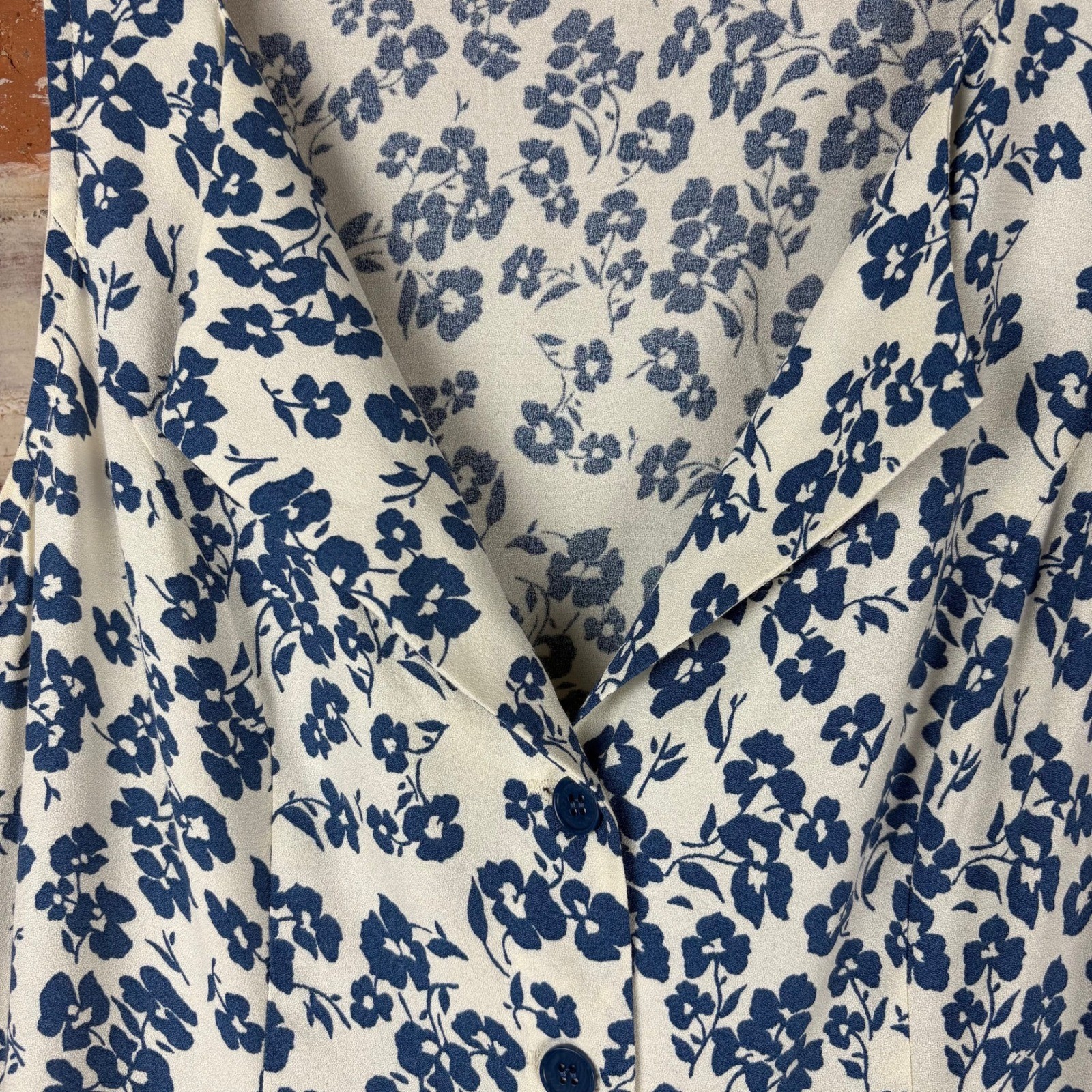 Reformation Blue White Ditsy Floral Button Front Mini Dress Sz 4 Made in USA Tie