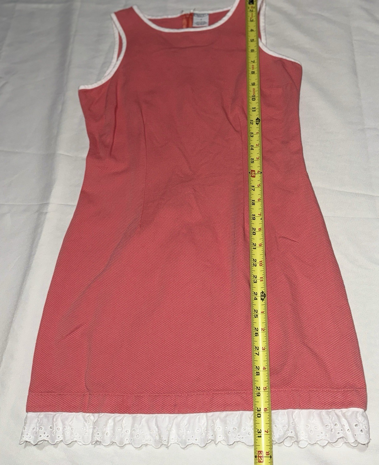 Vintage OLD NAVY Clothing Co Coral Red Tank Dress Eyelet Trim Size 4