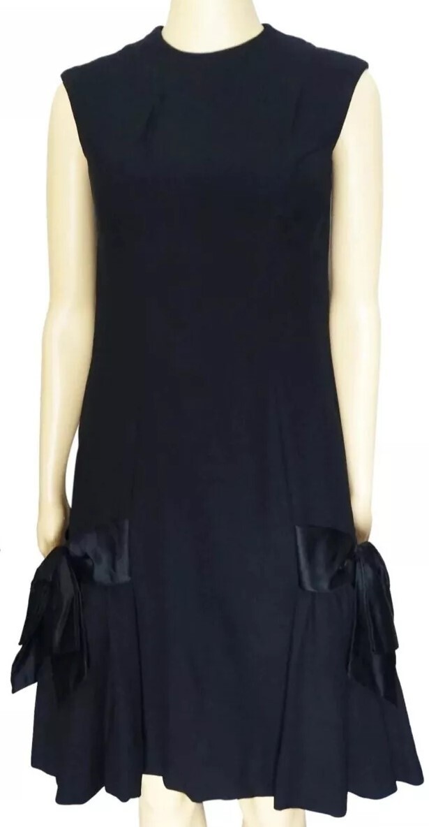 Vintage 1960s M&rsquo;amselle By Betty Carol Black Jackie O Style Cocktail Dress Size9