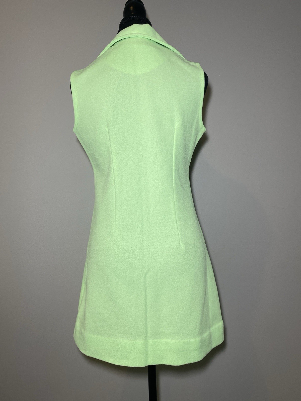 Vintage Homemade 70’s Lime Green Disco Go Go Sleeveless Short Dress Small