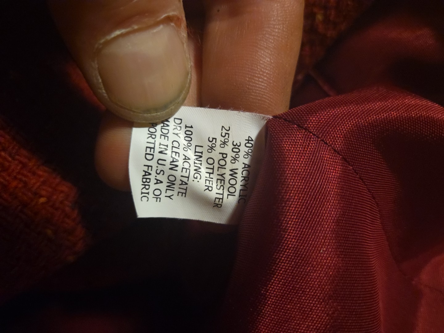 True Vintage Jonathan Michael 70s 80s Size 4 Blended Wool Button Red Coat 19×24