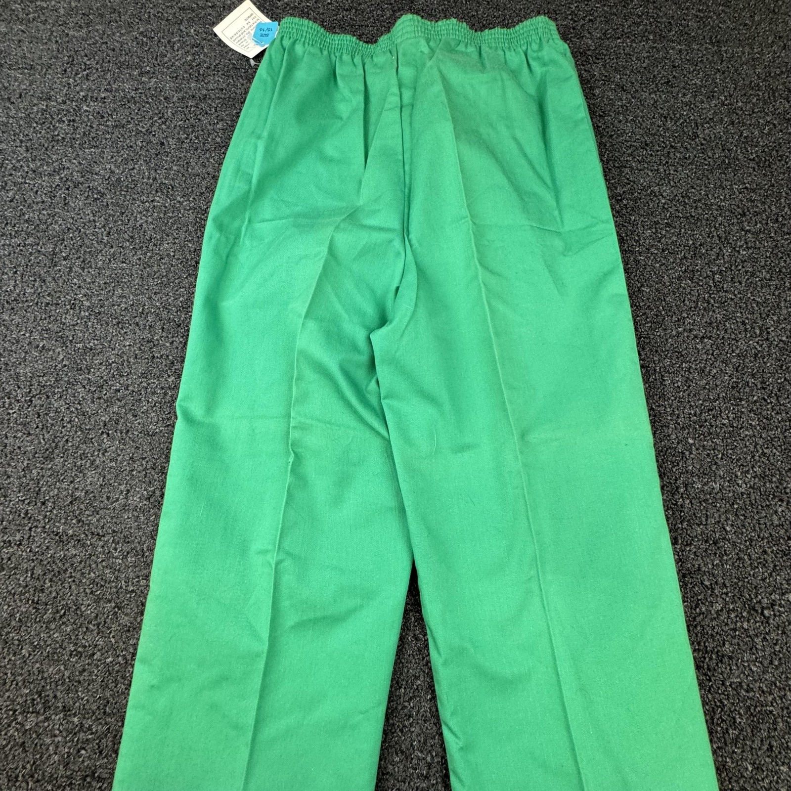 Vtg Club Newport Dress Pants Women 14-16 Green Flat Front Crease Solid Elastic