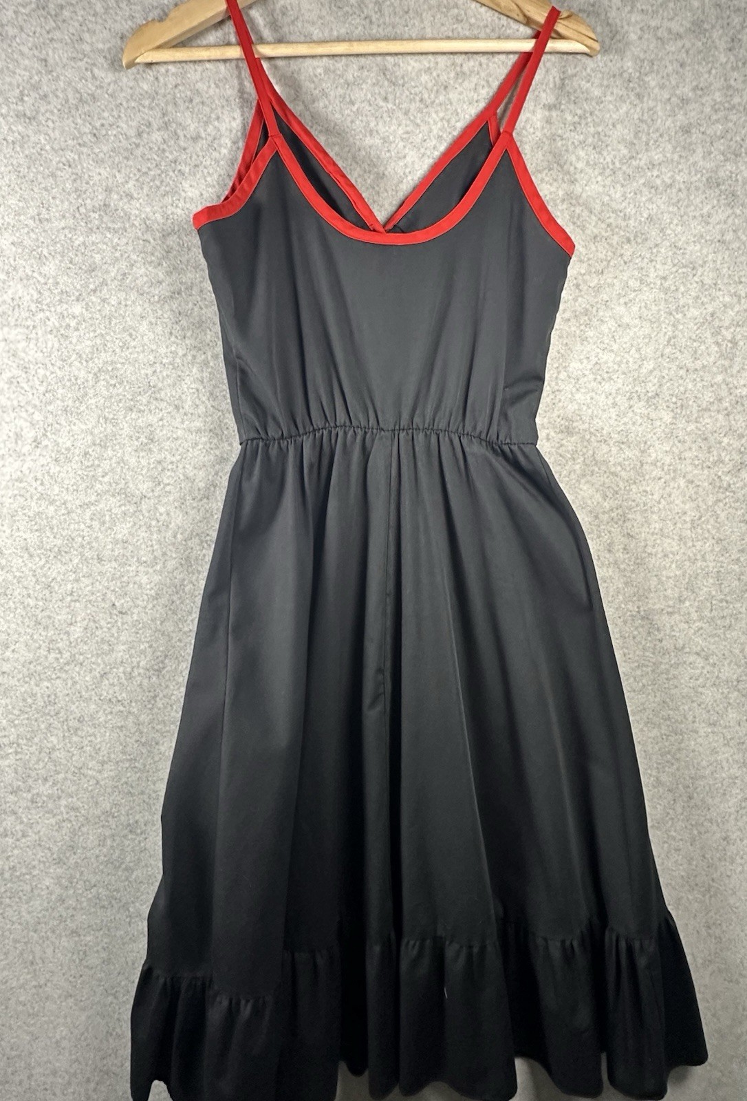 JCPenney Vintage 1983 Catalog Ruffle Sun Dress 80’s Black Sleeveless XS S 0 2 4