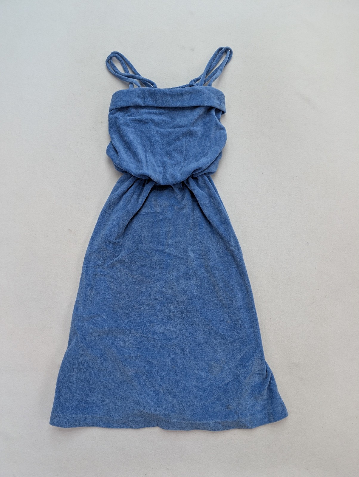 Vintage 70s Women&rsquo;s Terry Cloth Dress Size M Blue Another Glance FLAWS