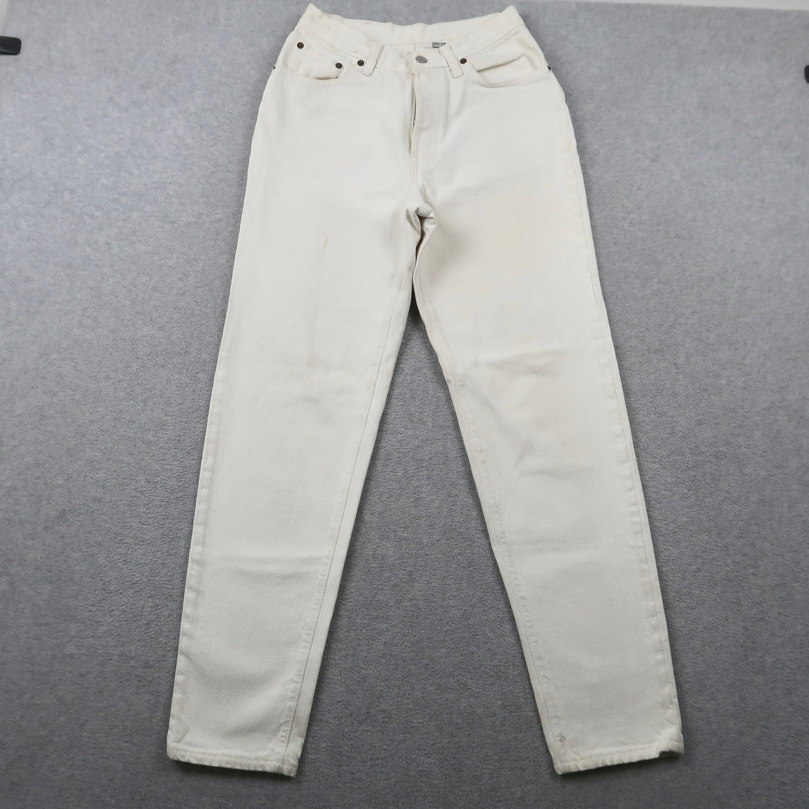 VTG Levis 13501-0651 White Denim Jeans Women 9 S 24.5×29 Made in USA Tapered Leg