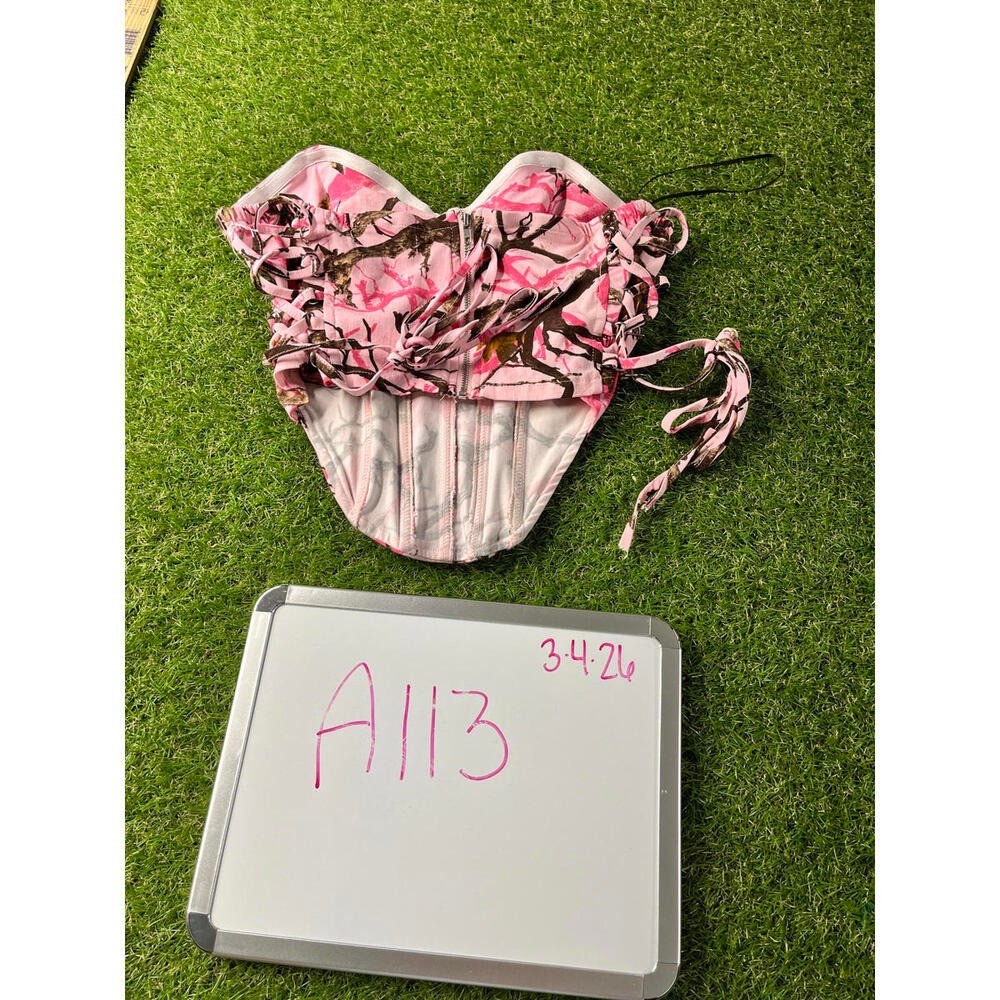 Like An Angel Pink Camouflage Print Corset Top Juniors XL