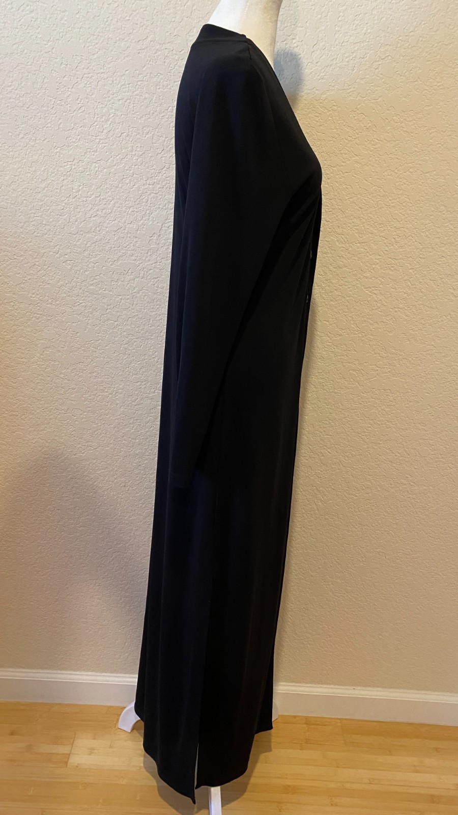Vintage Emanuel Ungaro Black Full Button Maxi Dress Sz M Travel Career Minimalis