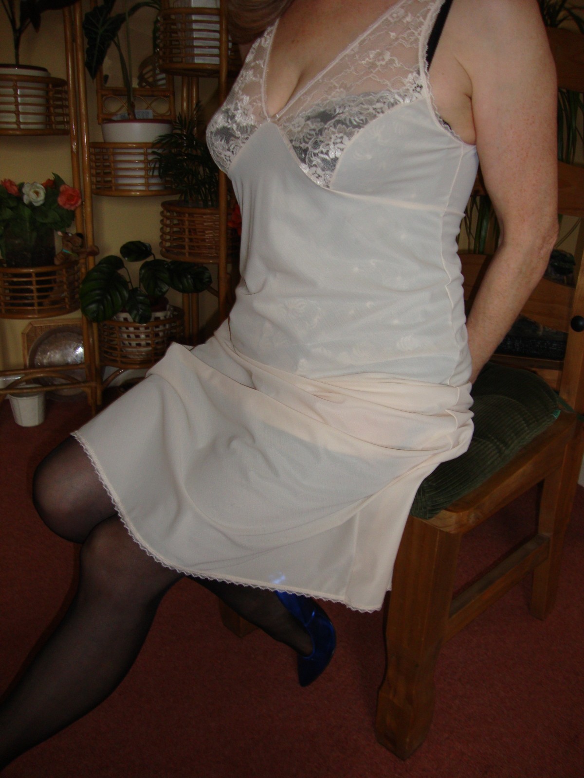 Vtg St Michael White Silky Sheer Nylon & Lace Full Slip Petticoat 14 (EU 42)