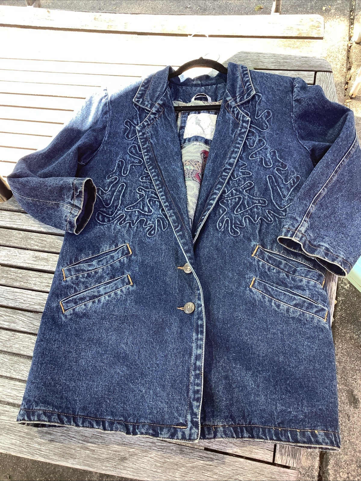 Vintage 1980s Inner View M Lined Long Cowgirl Boho Glam Chore Coat