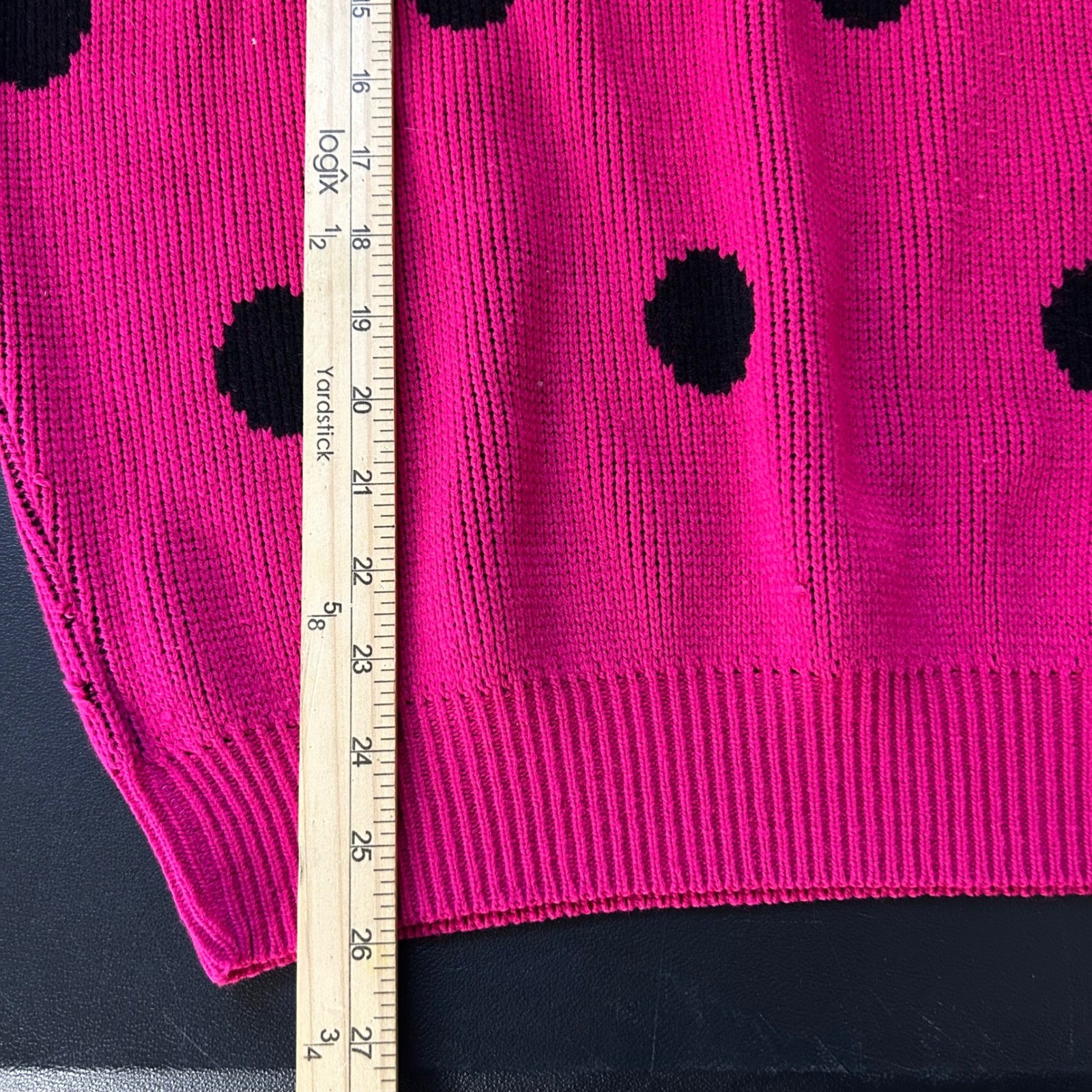 Vintage Major Motion Pink Polka Dot Sweater Crew Neck Knit Made in USA Retro