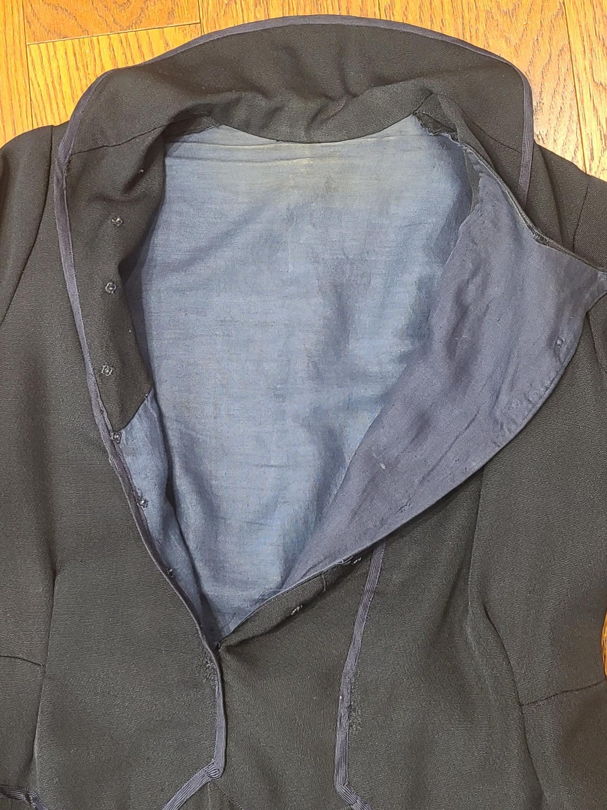 Vintage 1920s Flapper Dress Dark Blue / Black Wool German (B-40&Prime; W-37&Prime;) AS-IS