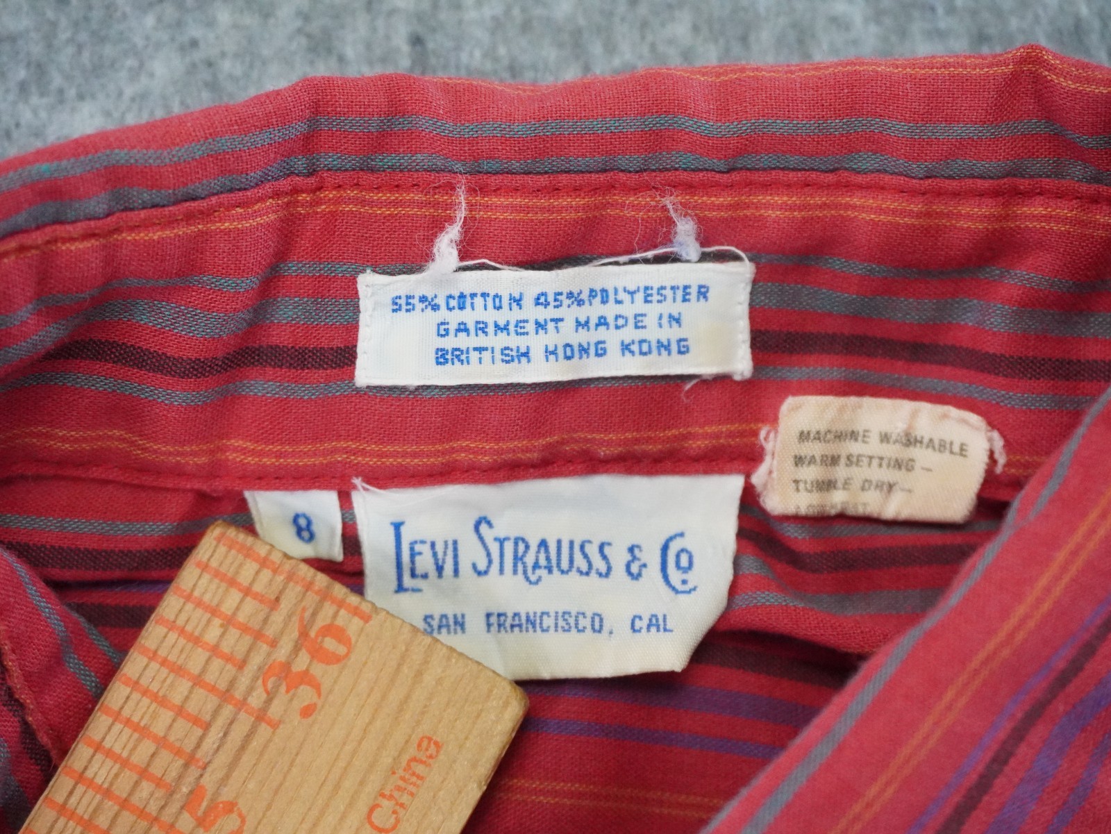 Vintage Levis Shirt Womens 8 Half Button Long Sleeve Pullover 70s Chambray