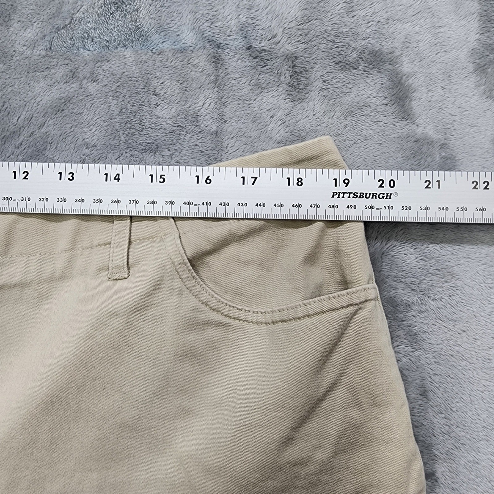 Vintage 90s Basic Editions Shorts Womens 14 Tan Khaki Stretch Cotton Slim Chino