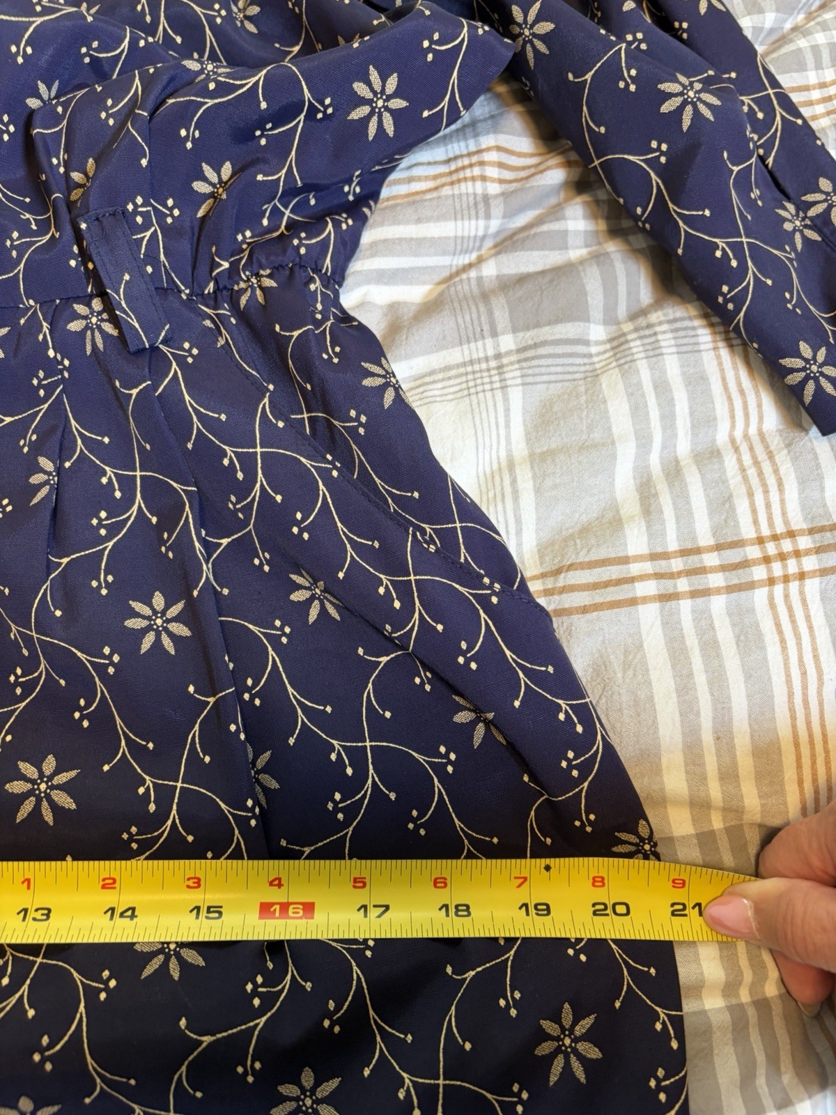 Vtg 80s Does 40s Peri Petites Navy Shirt Dress~8P~Belt 3/4 Puff Slvs Secretary