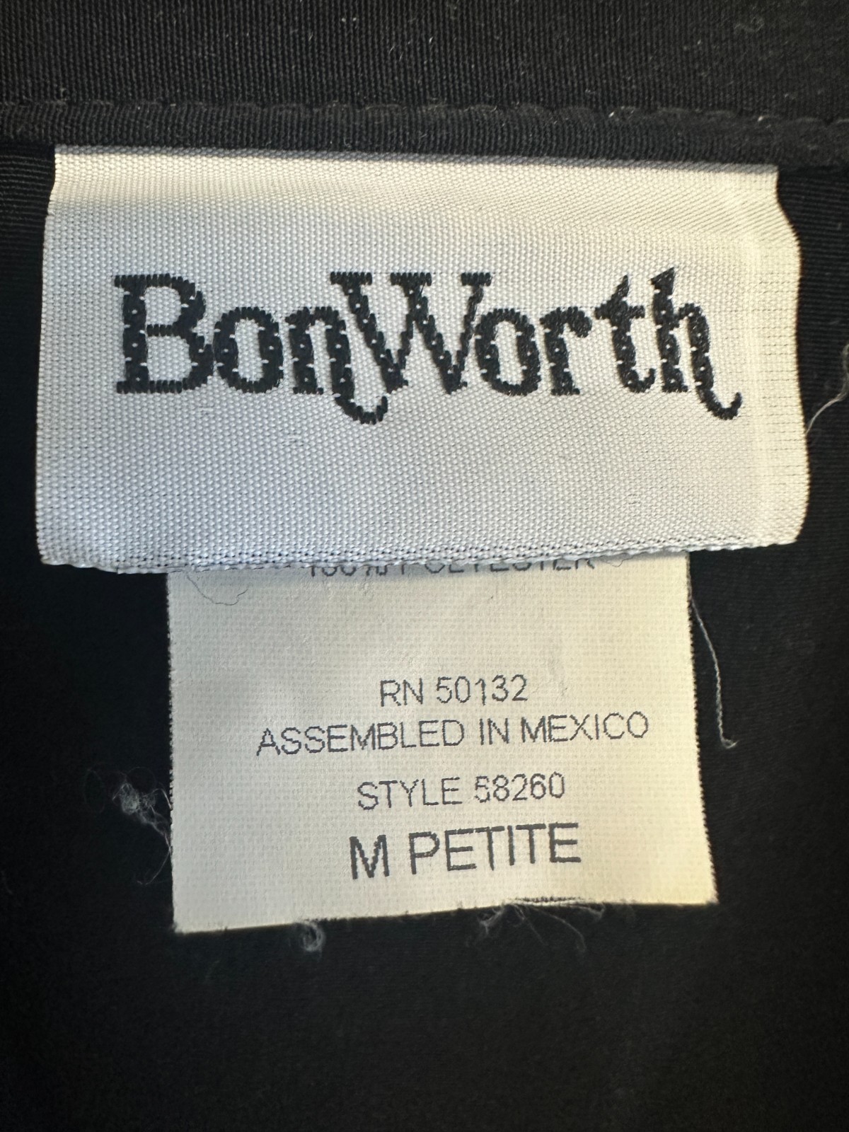 Vintage BonWorth Zip Bomber Track Jacket Womens Medium Petite Black Embroidered