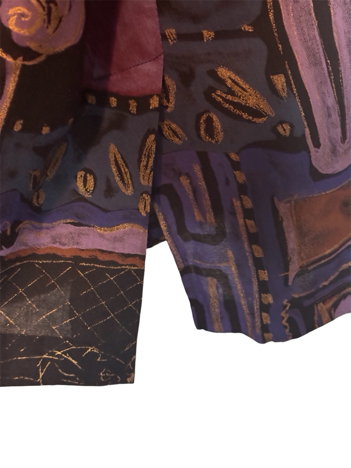 Jeffrey & Dara Vintage Purple Multicolored Geometric Two Piece Shirt Set Size 14