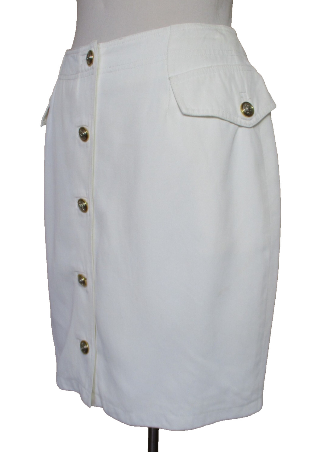 Vintage Y2K GIANNI VERSACE Versus White Mini Skirt SZ 30 / 44 Logo Buttons