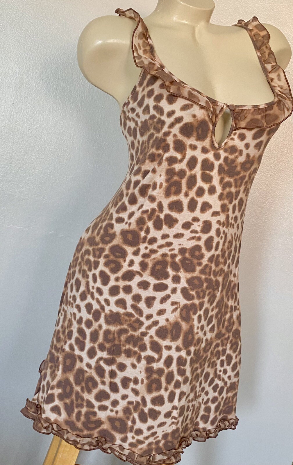 Jennifer Lopez Sexy Sissy Stretchy Leopard Chemise Nightgown M