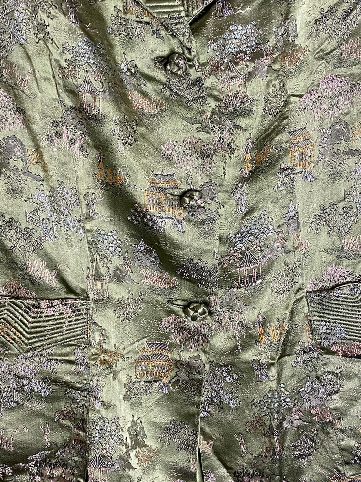 VTG Embroider Estat Regency Brocade Blazer Detail Puff Sleeve XS Oriental Design