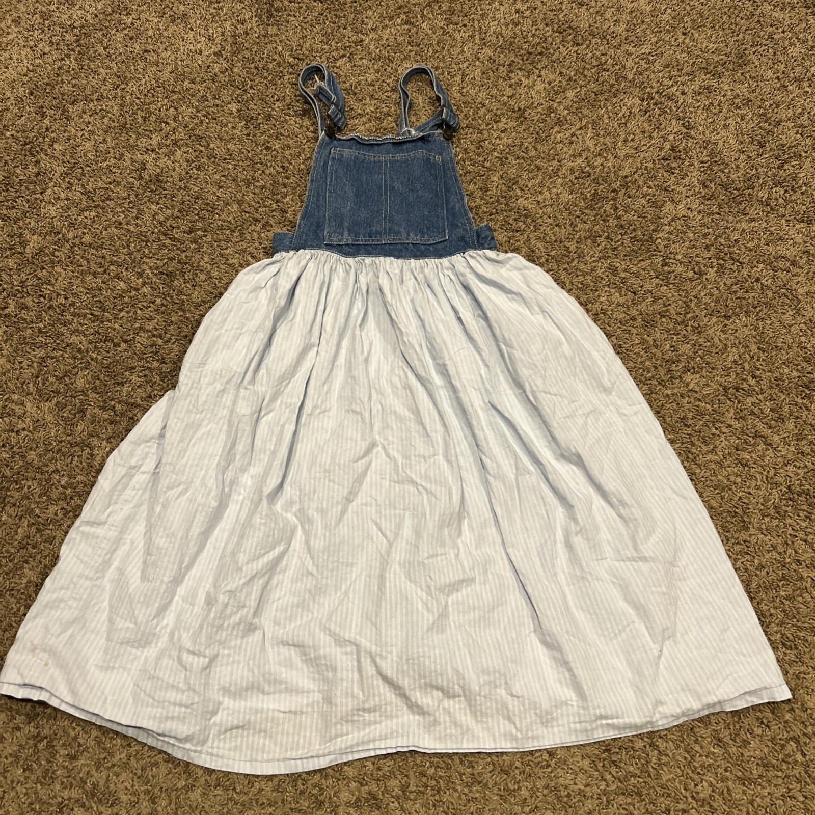 Vintage Pleeze Wear Women’s S Cotton USA Made Overall Skirt Blue B16