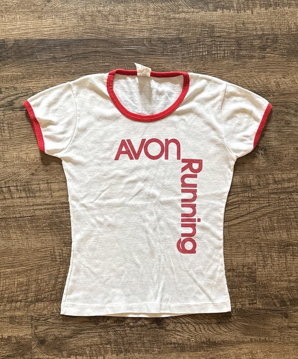 Vintage 1970s Avon International Running Circuit Ringer Shirt Adult XS 15×21 EUC