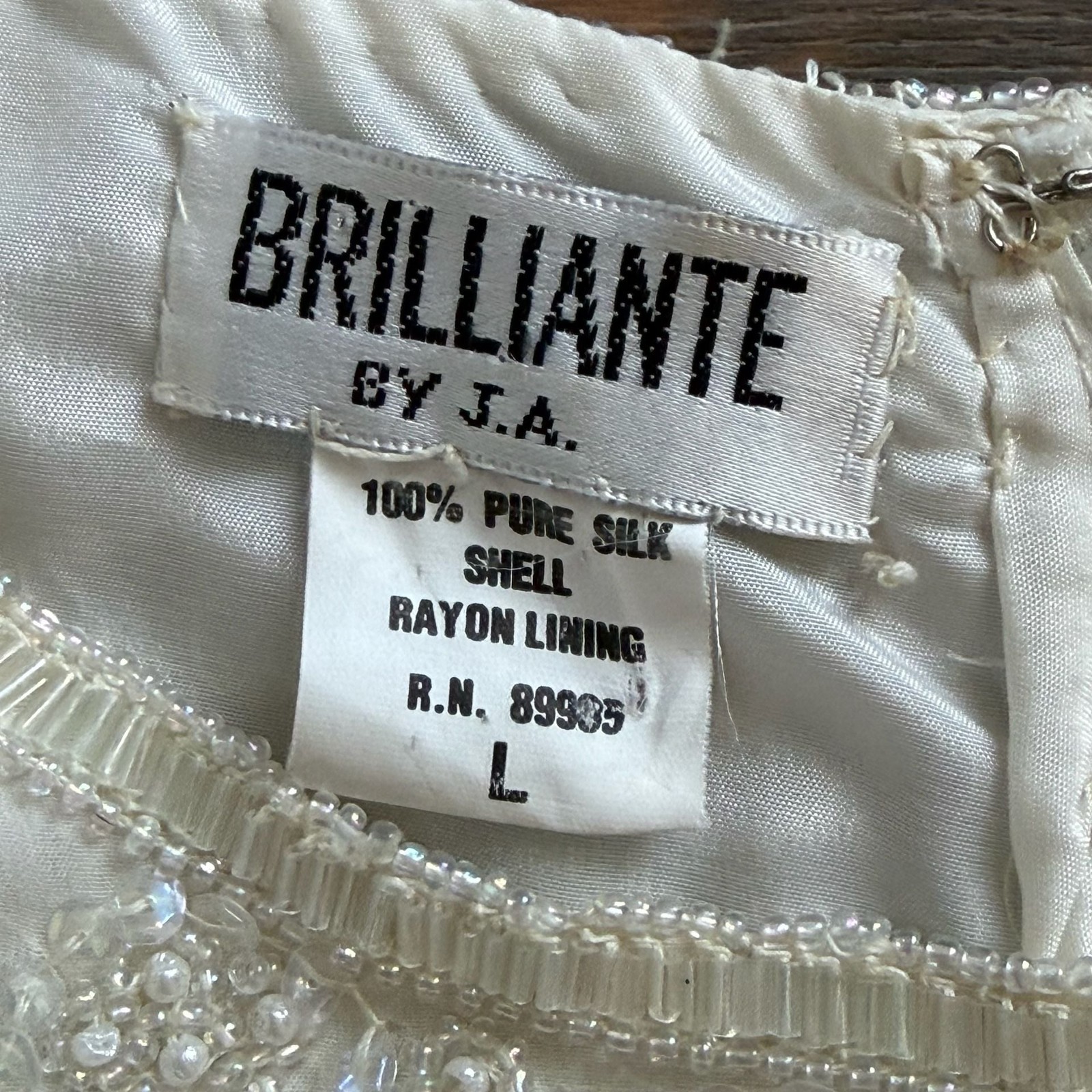 Brilliante 100% Silk Beaded Sequined Dress Scalloped Hem, 80s Vintage Glamour, B