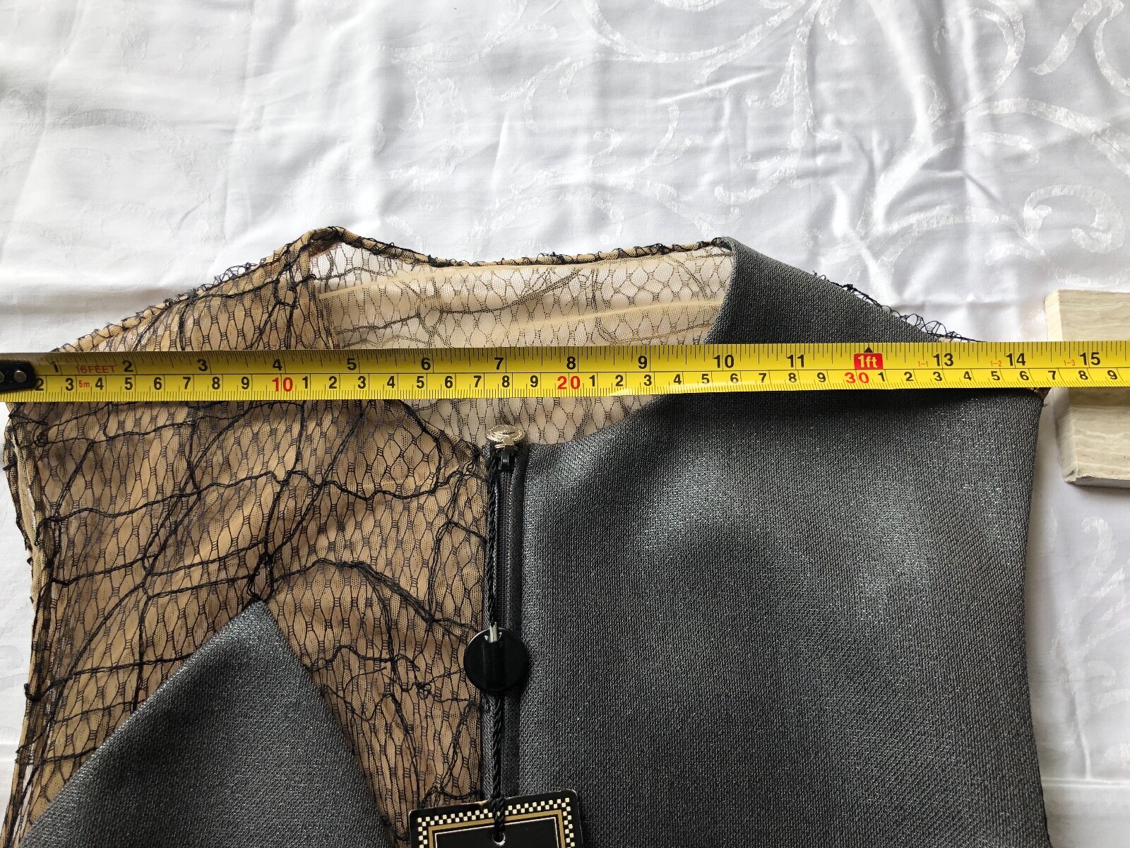 NWT RARE GIANNI VERSACE COUTURE GREY METALLIC MESH PANT SUIT (Size 40 IT)