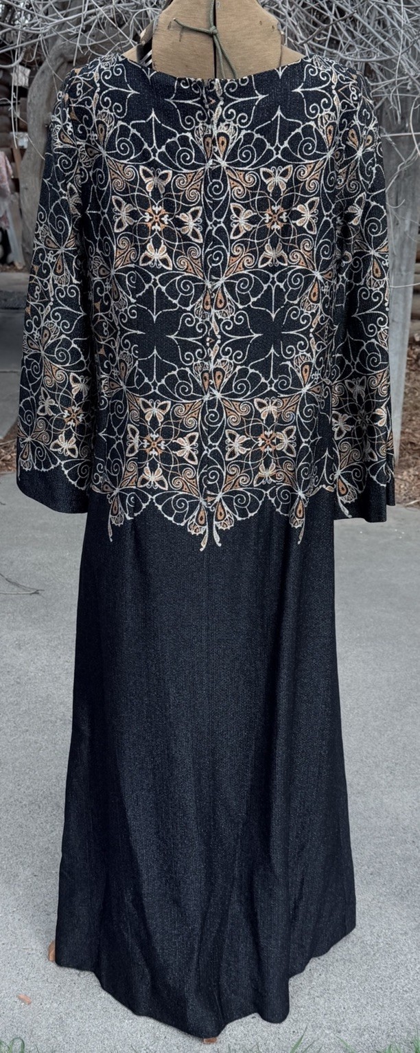 Vtg 70&rsquo;s Alfred Shaheen Master Printer Caftan Maxi Dress Size 16 Excellent