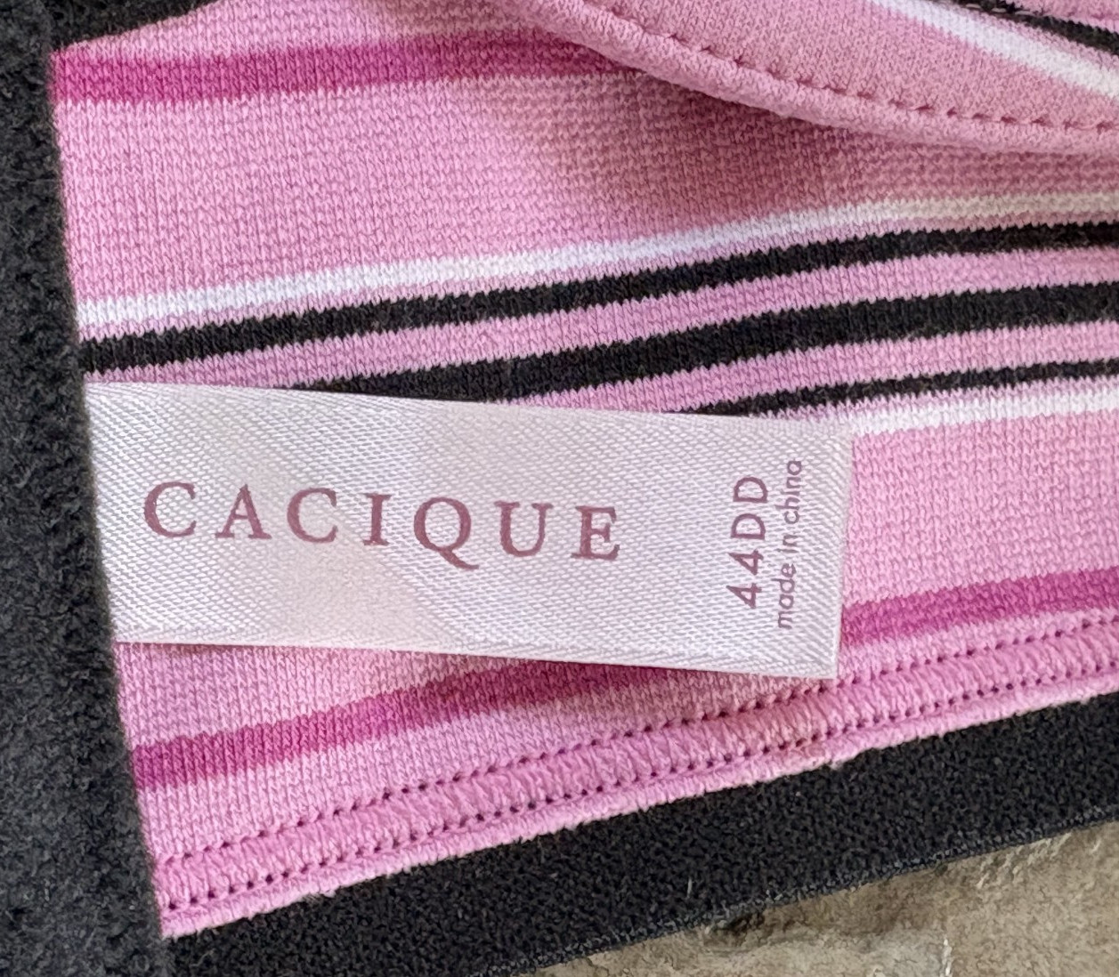 CACIQUE 44DD Pink Striped Molded Cup Cotton Stretch Underwire Demi Bra NWT NEW