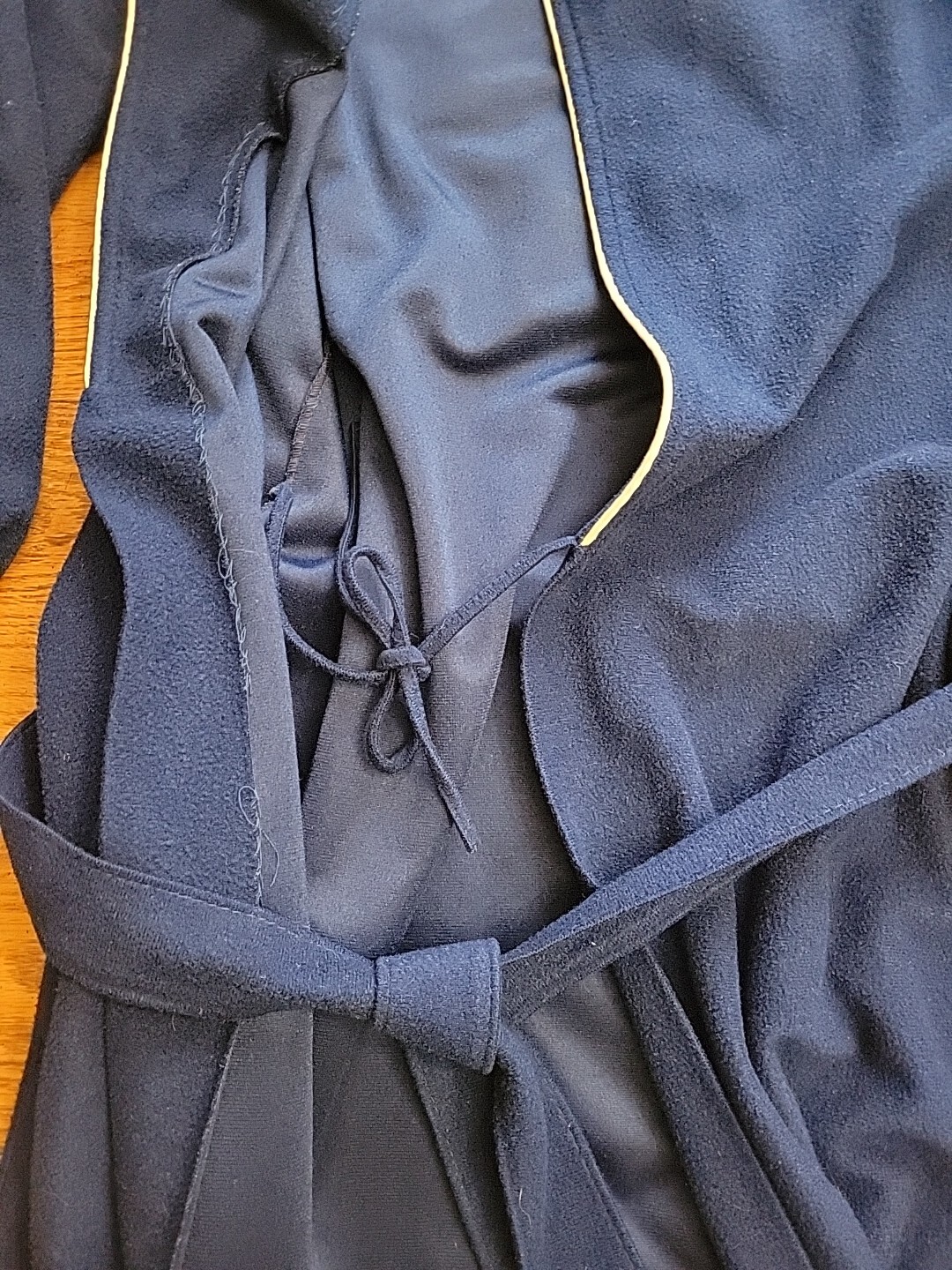 Lounge Bath Robe Navy Blue Medium Famous Bodies 12-14 ILGWU Union Vtg USA READ