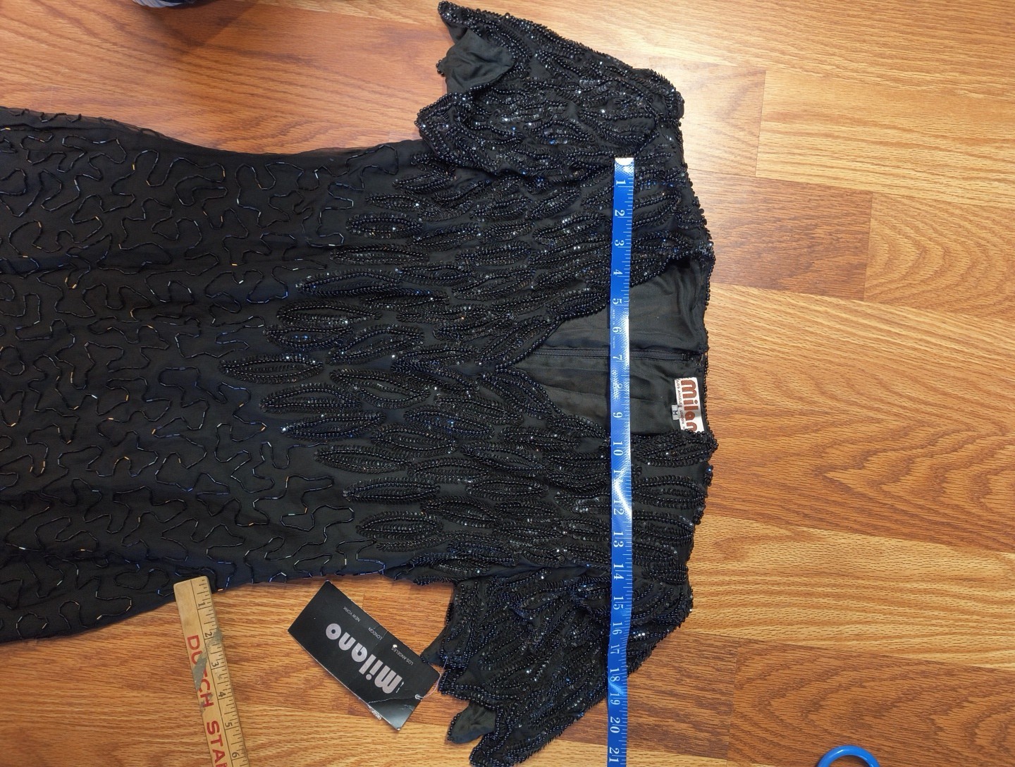 Vintage 1980s Milano Black Sequin Beaded Dress Womens M NWT Party Glam