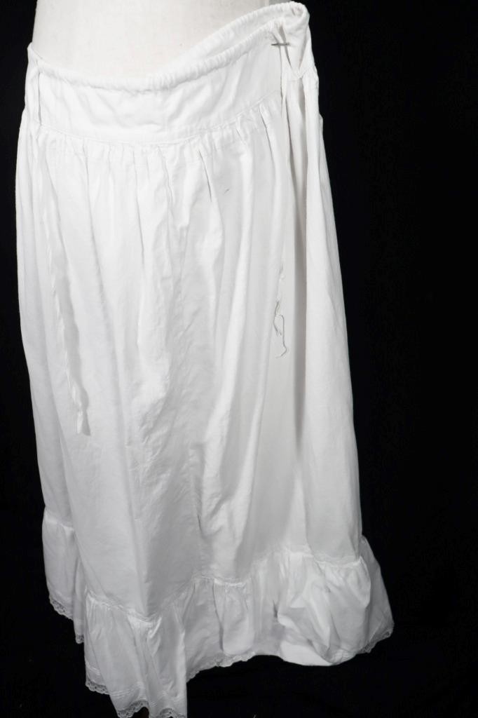 Rare Antique Victorian French Long Cotton Petticoat Size XL 50&Prime; Waist