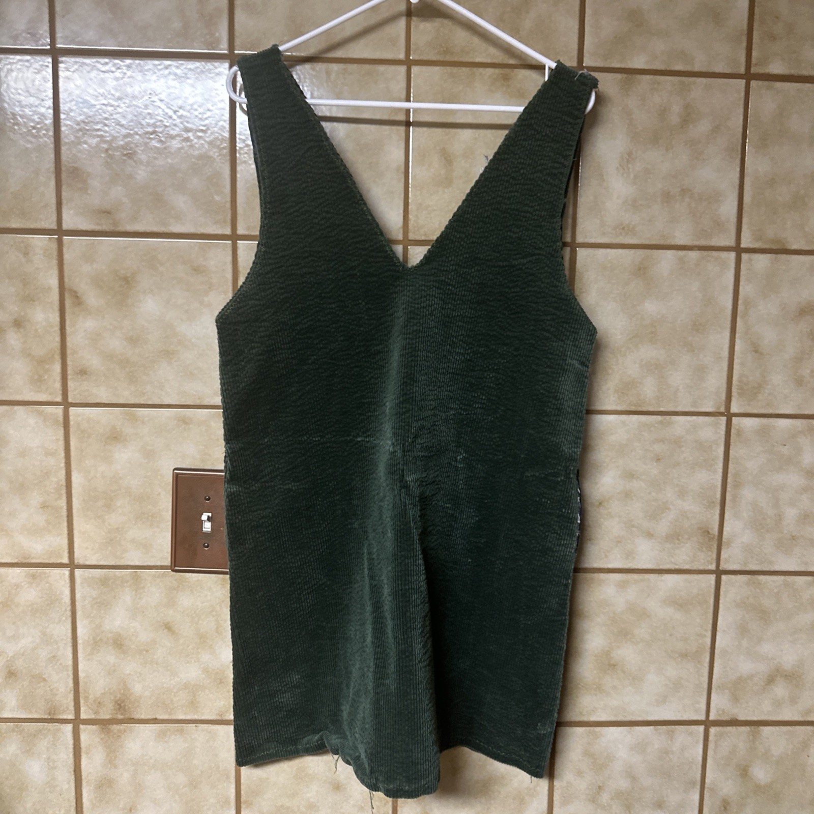 Handmade Vintage Courderoy Smock With Pockets, Art Teacher Lagenlook, Green Sz M