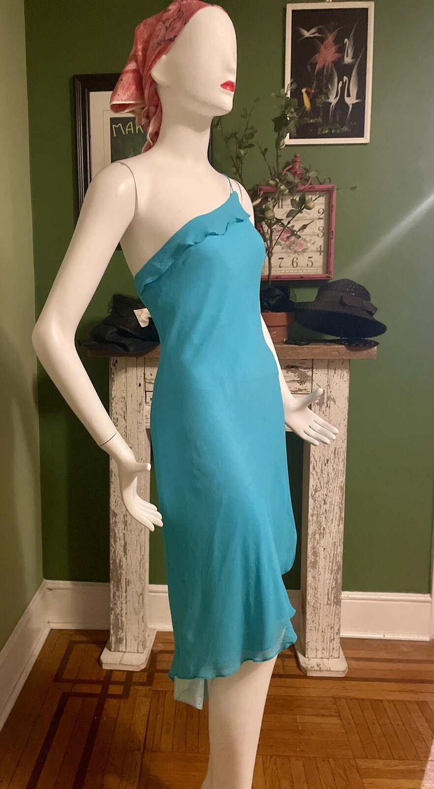 Vintage Y2K Express Sheer SILK Chiffon Disco Diva Whimsygoth Party Dress ML