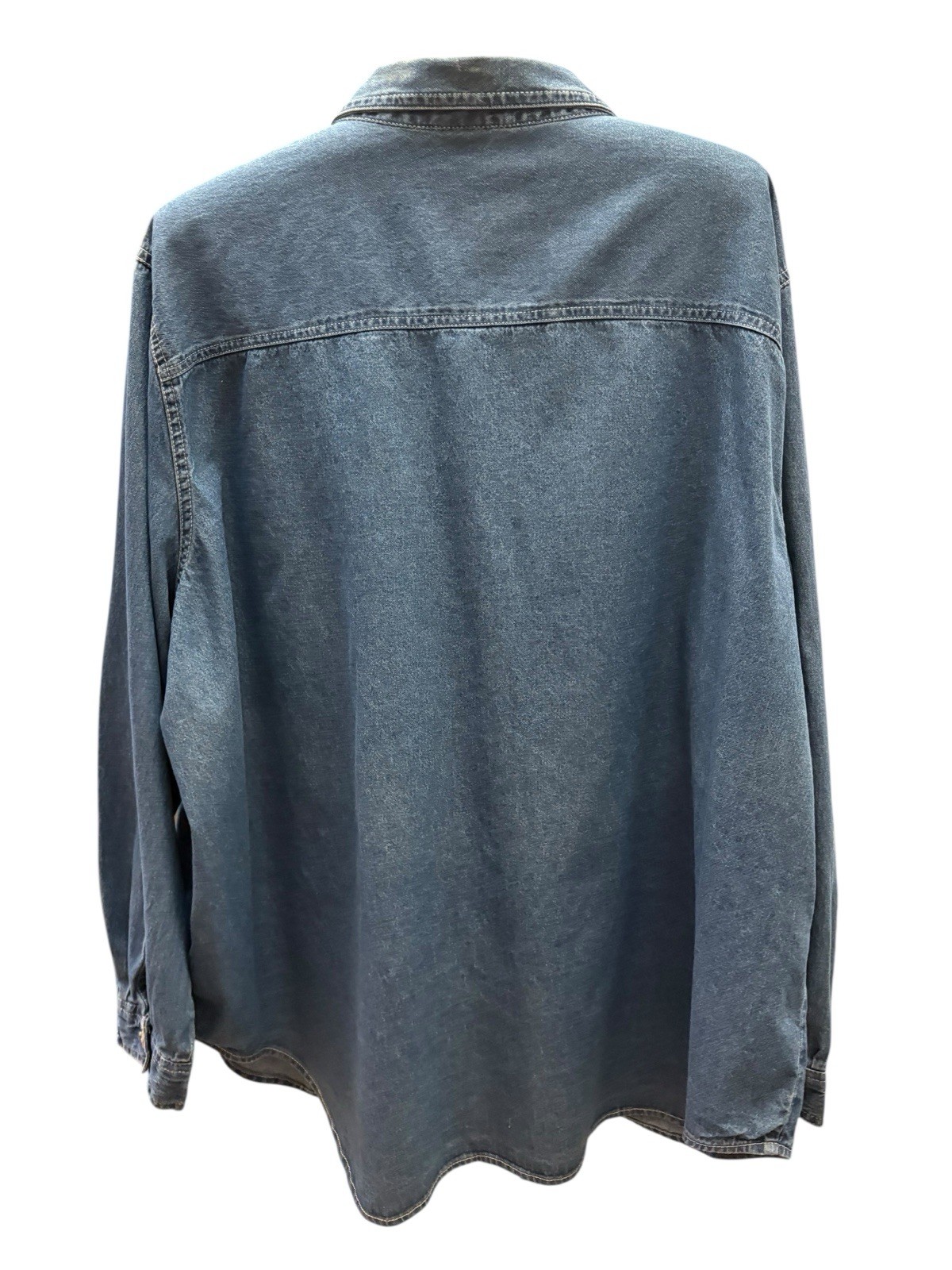 Vintage Just My Size 100% Cotton Denim Blouse 26W/28W Birds Flowers Cottagecore