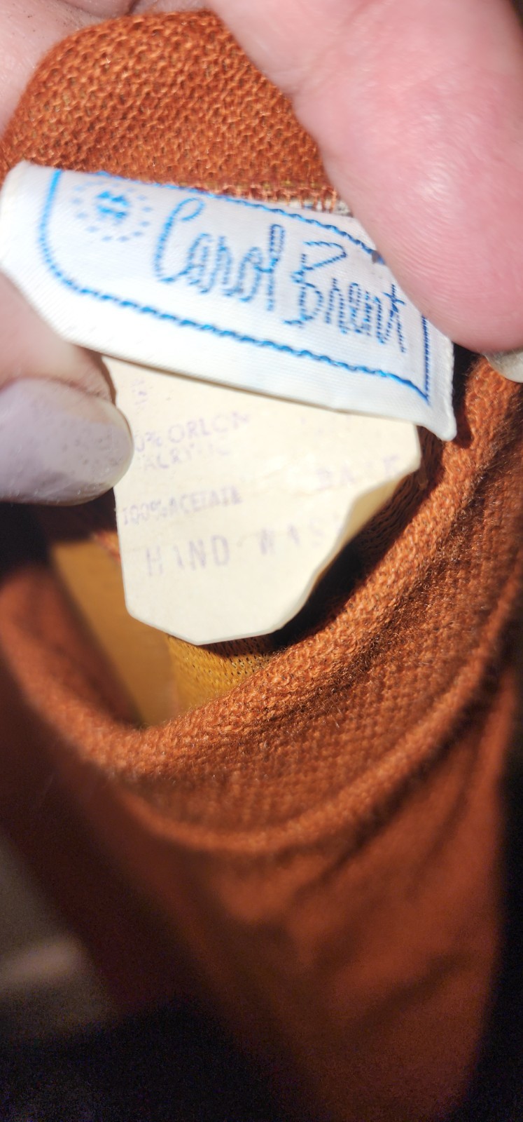 Mod Vintage 1960’s Burndt Orange Rust Pinafore Dress Carol Brent Jumper Size 12