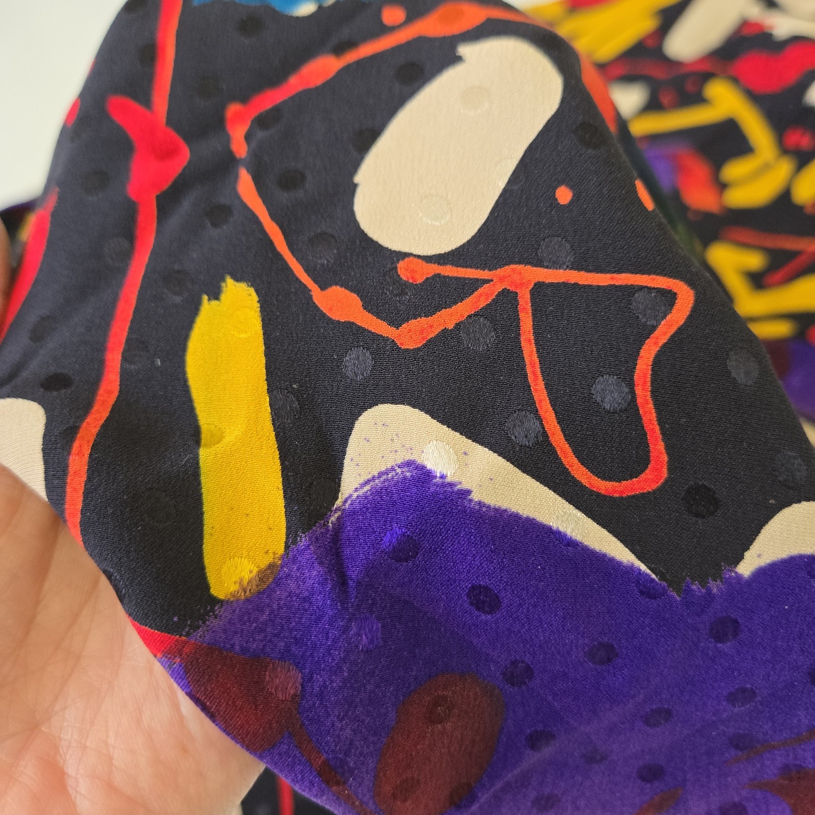 Vtg 1980s Emanuel Ungaro Parallèle Abstract Print Silk Wrap Skirt Sz6 Colorful